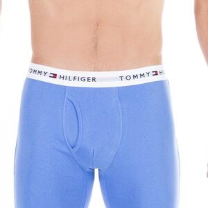 NWT Tommy Hilfiger 4 Pack Navy/Black/ Blue 100% Cotton Logo Band Boxer Briefs L